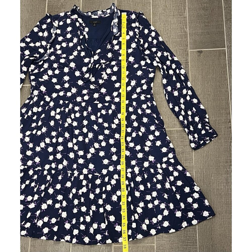 J. Crew Women’s tiered floral midi dress Tie neck Medium size Navy purple - Picture 8 of 14